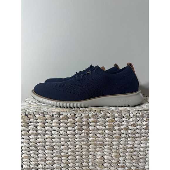 EUC Cole Haan Zerogrand Wingtip Oxford Blue Shoes Mens Size 9 M C27569 - Picture 1 of 9